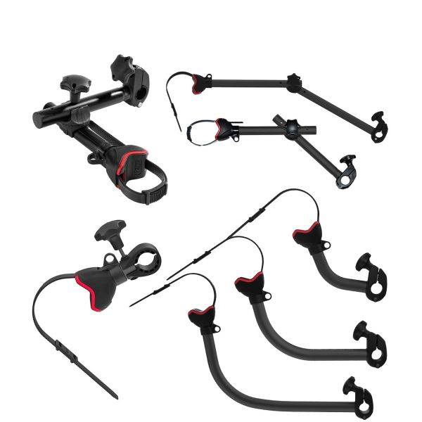 Fiamma Bike Block Pro S Deep Black verschiedene Ausführungen für runde und ovale Fahrradstangen von 25–100 mm Durchmesser im Set.