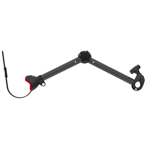 Fiamma Bike Block Pro S Deep Black in schwarzer Ausführung mit verstellbarem Gelenk für Fahrradträger, passend für 25–100 mm Rohrdurchmesser.