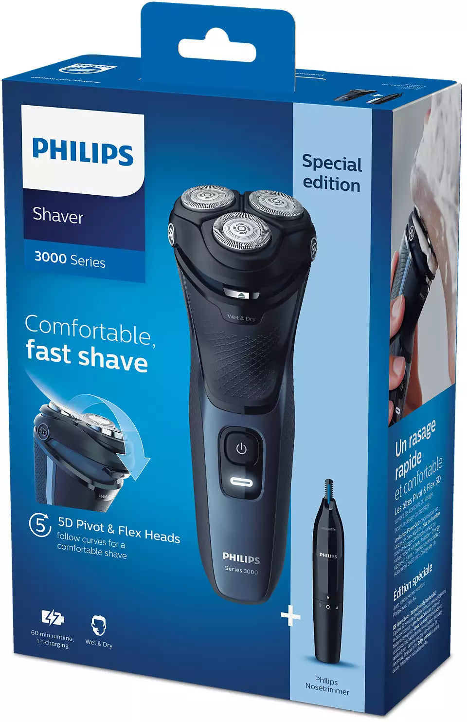 Philips Rasierer 3000 S3134/57 mit PowerCut-System und Flex-Scherköpfen – Der Campingprofi