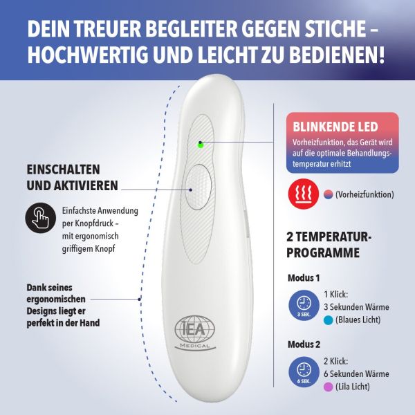 iEA Medical Insektenstich-Heilgerät mit Lithium-Ionen-Akku und USB-C-Anschluss