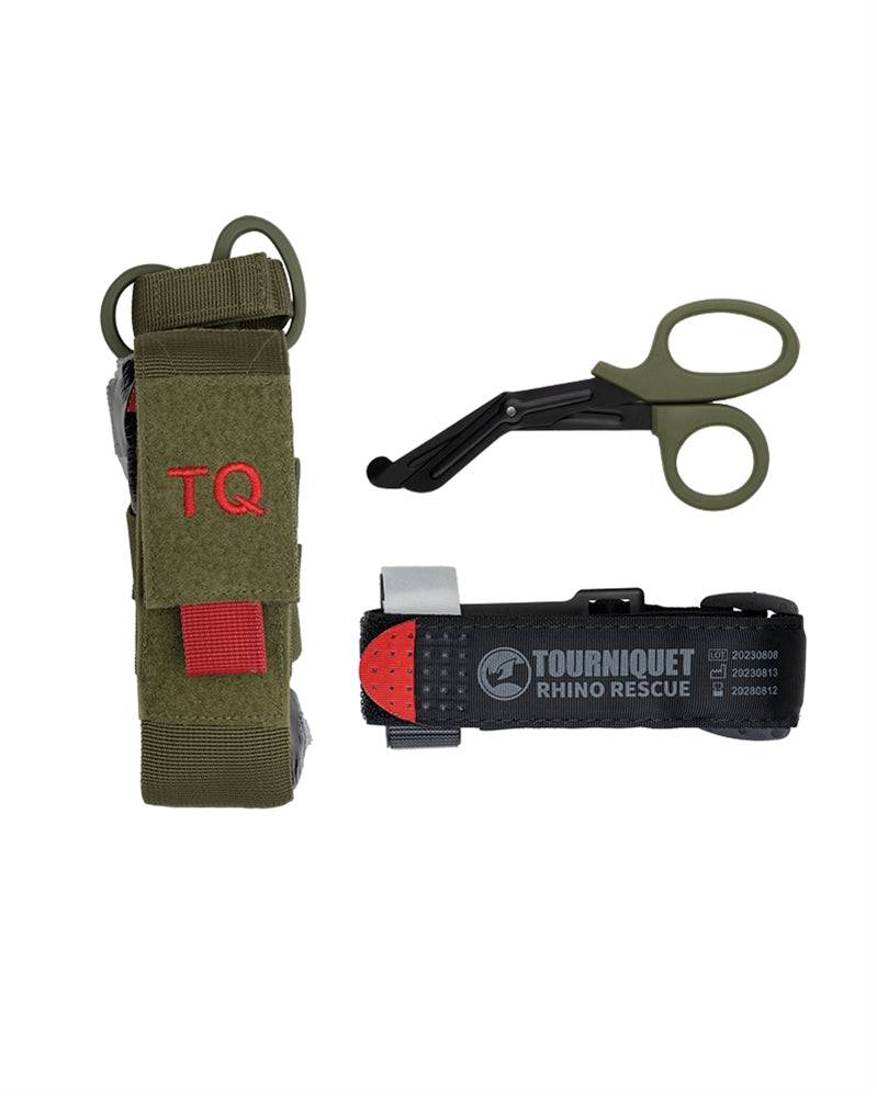 RHINO RESCUE TOURNIQUET W/POUCH & SCISSORS OLIV