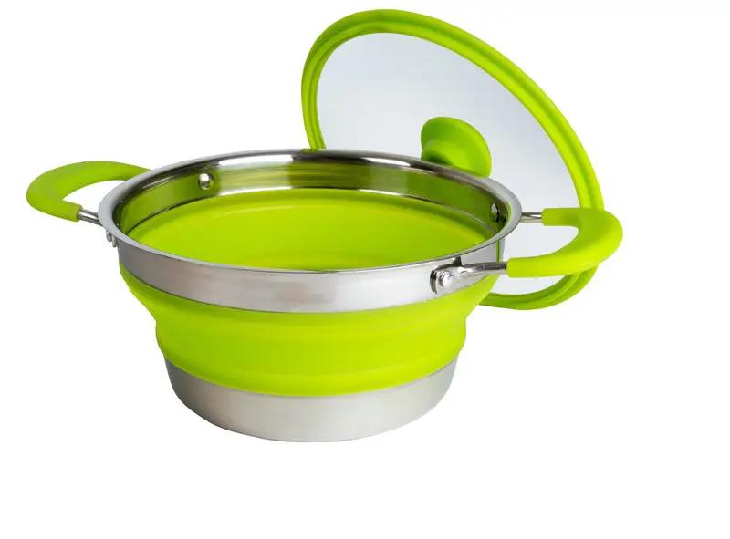 Foldable silicone pot with lid and handle, 2L, Camp4
