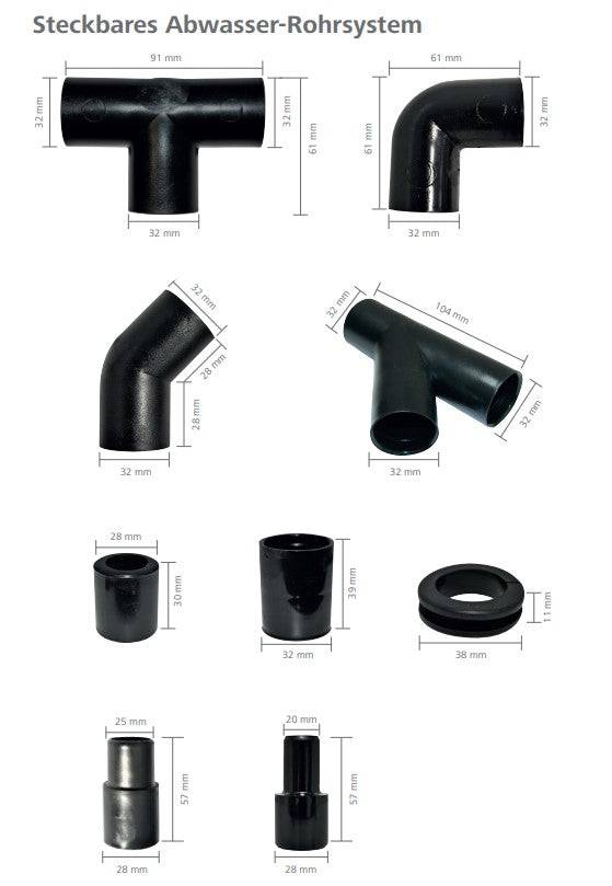 Reich Abwasserrohrsystem Übergangsstück 1", 25 mm