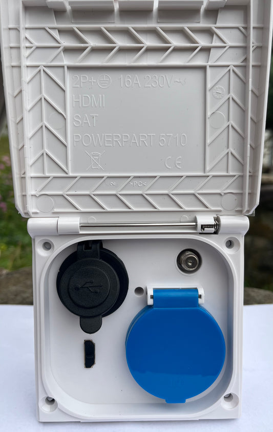 Multifunktions Außensteckdose HDMI/USB weiss, HABA - Der Campingprofi
