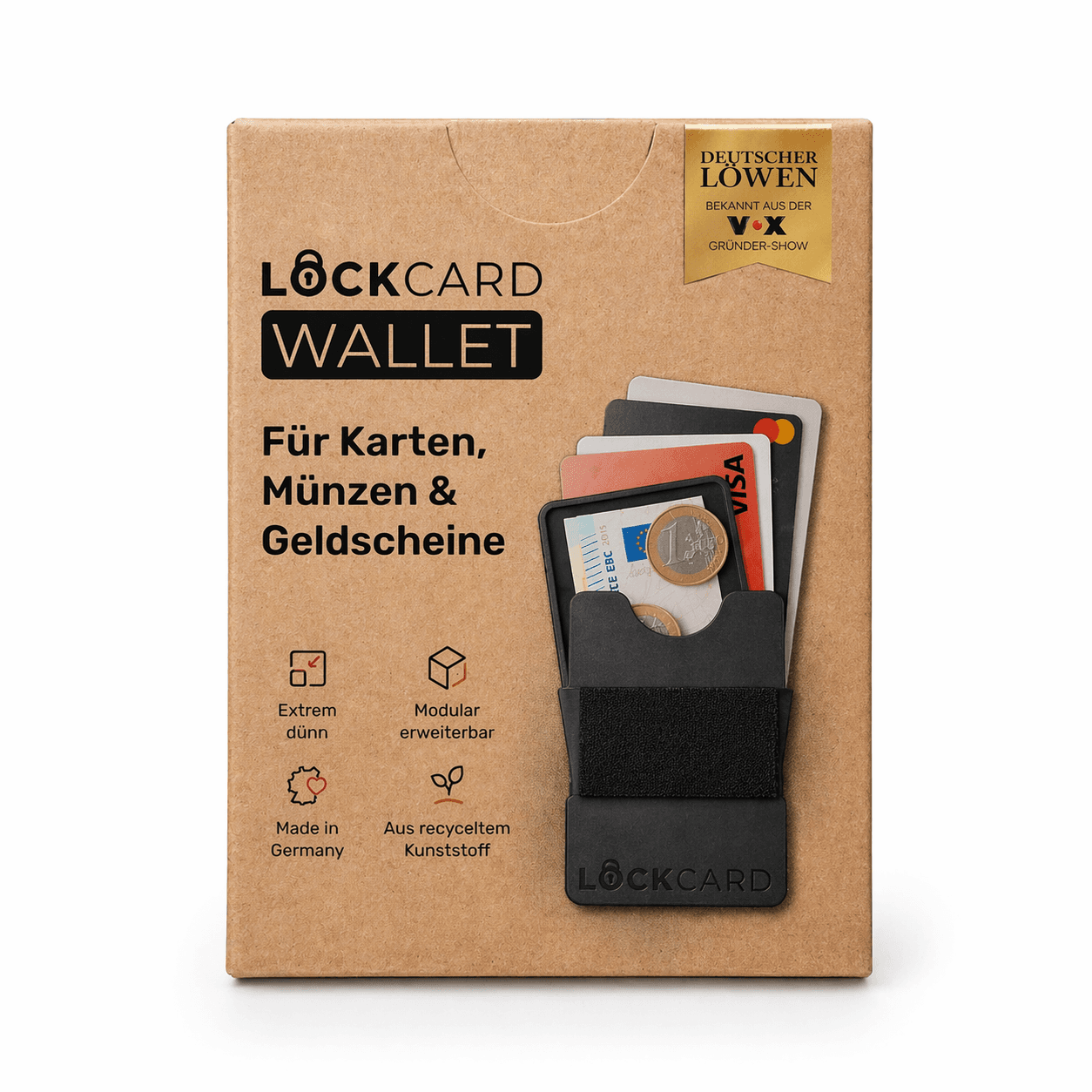 Lockcard Wallet - For cards, coins and banknotes